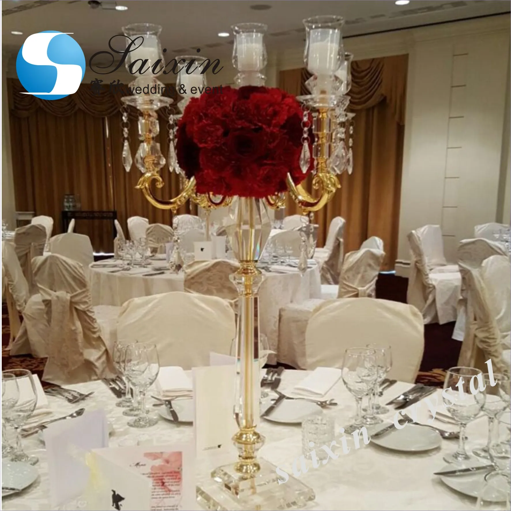 Gorgeous wedding decoration crystal candelabra indian mandap