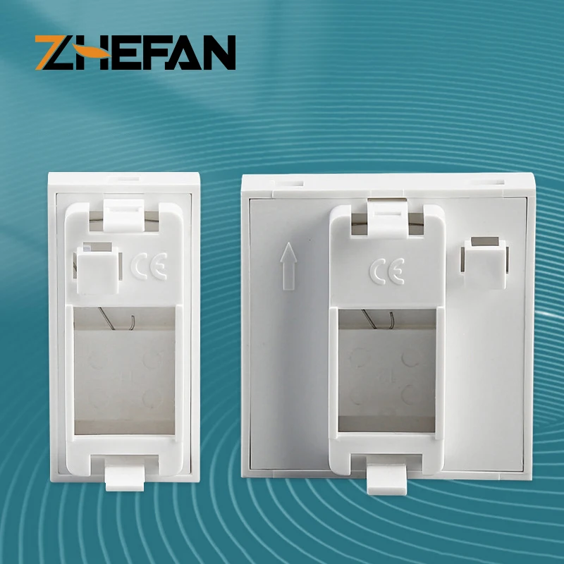 ZHEFANFrench Type Keystone Jack Faceplate 45*22.5mm 45*45mm Single Port 1 Gang Blank Wall Plate with RJ45 Connector and Coupler