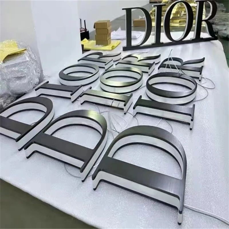 Custom Advertising led business metal backlit sign 3d illuminated logo letter sign electric outdoor custom store front led light