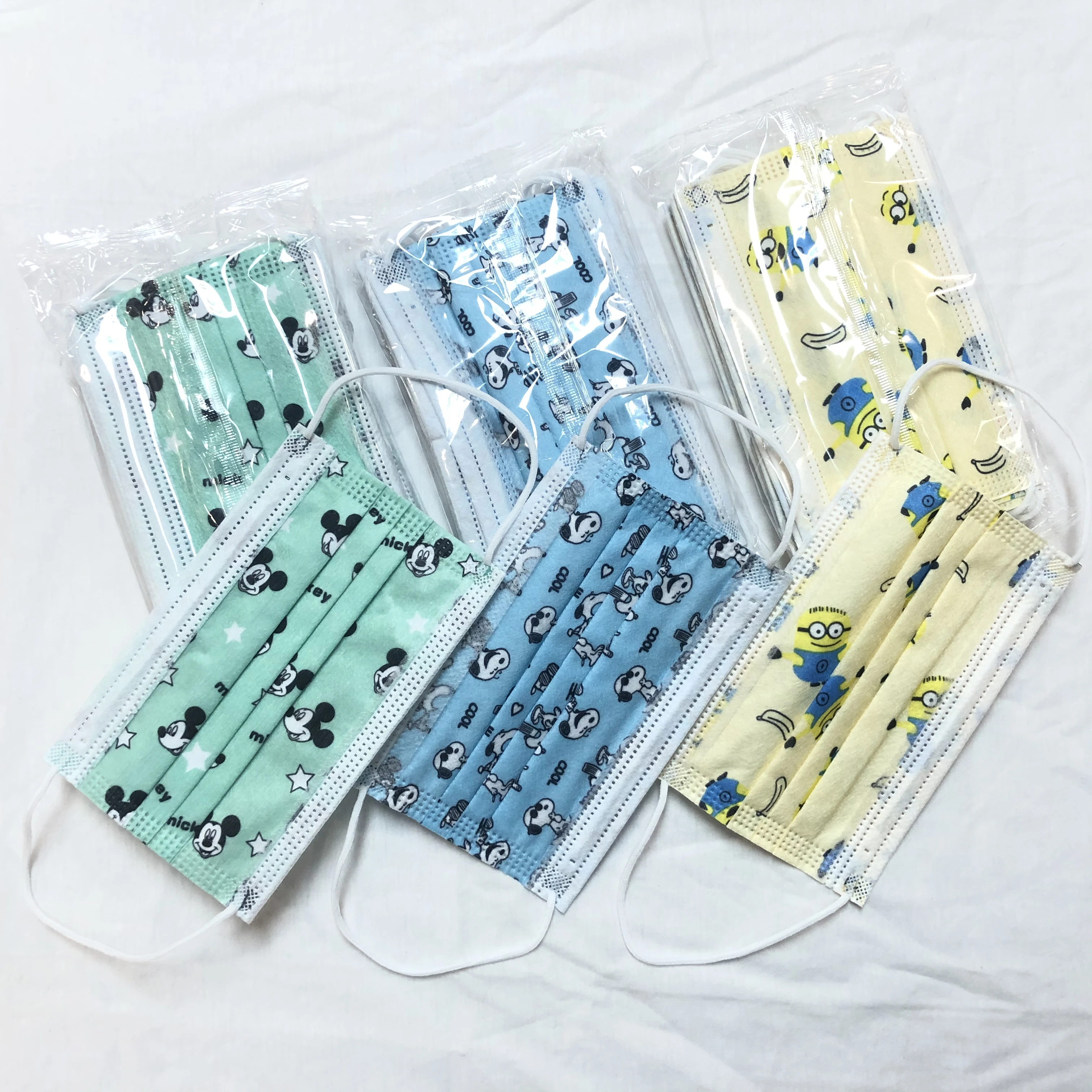 Печать 3ply одноразовые маски для лица детей защитные 10 шт.