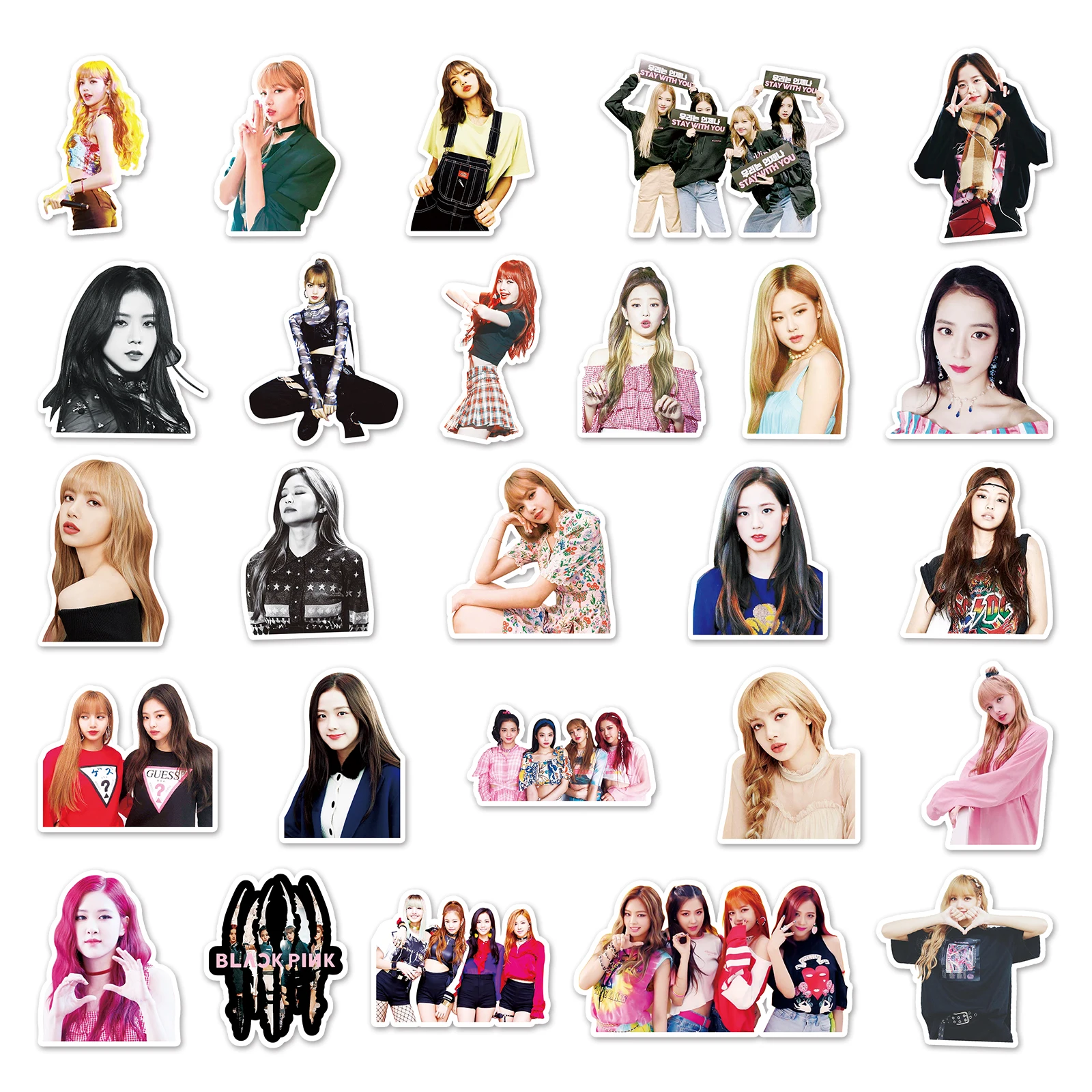 52Pcs Korean Girls Groups BLACKPINK Decorative Stickers For Kids Suitcase Laptop Bike Guitar Bottle Skateboard Vinyl PVC Decals