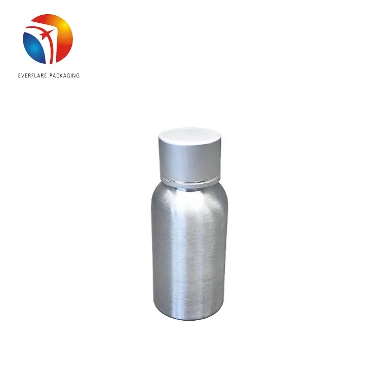 Chineses Manufacturing Aluminium Silver bottle 30ml  100ml for cosmetics with sprayer screw cap