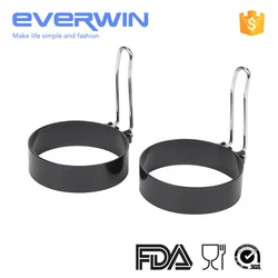 Hot Selling Iron Metal Fried Egg tools Egg Ring with Wire Handle non-stick coating