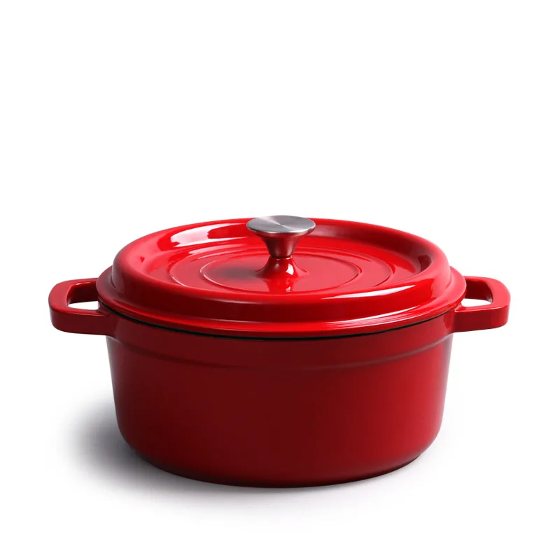 Metal Enamel Cast Iron Dutch Oven Multi-Stove Compatible Casserole for Soup