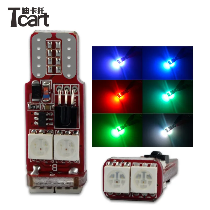 Красный зелёный синий мигающий светодиод T10 w5w smd светодиоды Автомобильная широкая лампа красочное освещение