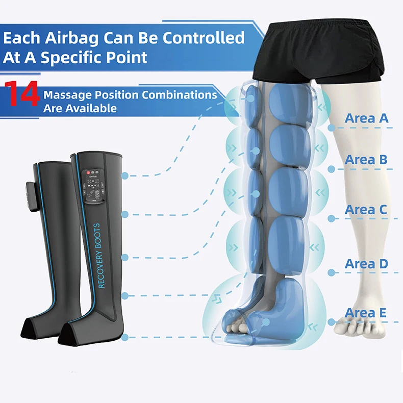 oem masajeador de foot massager machine lymphatic drainage pneumatic air recovery pressotherapy leg compression boots 8 chamber