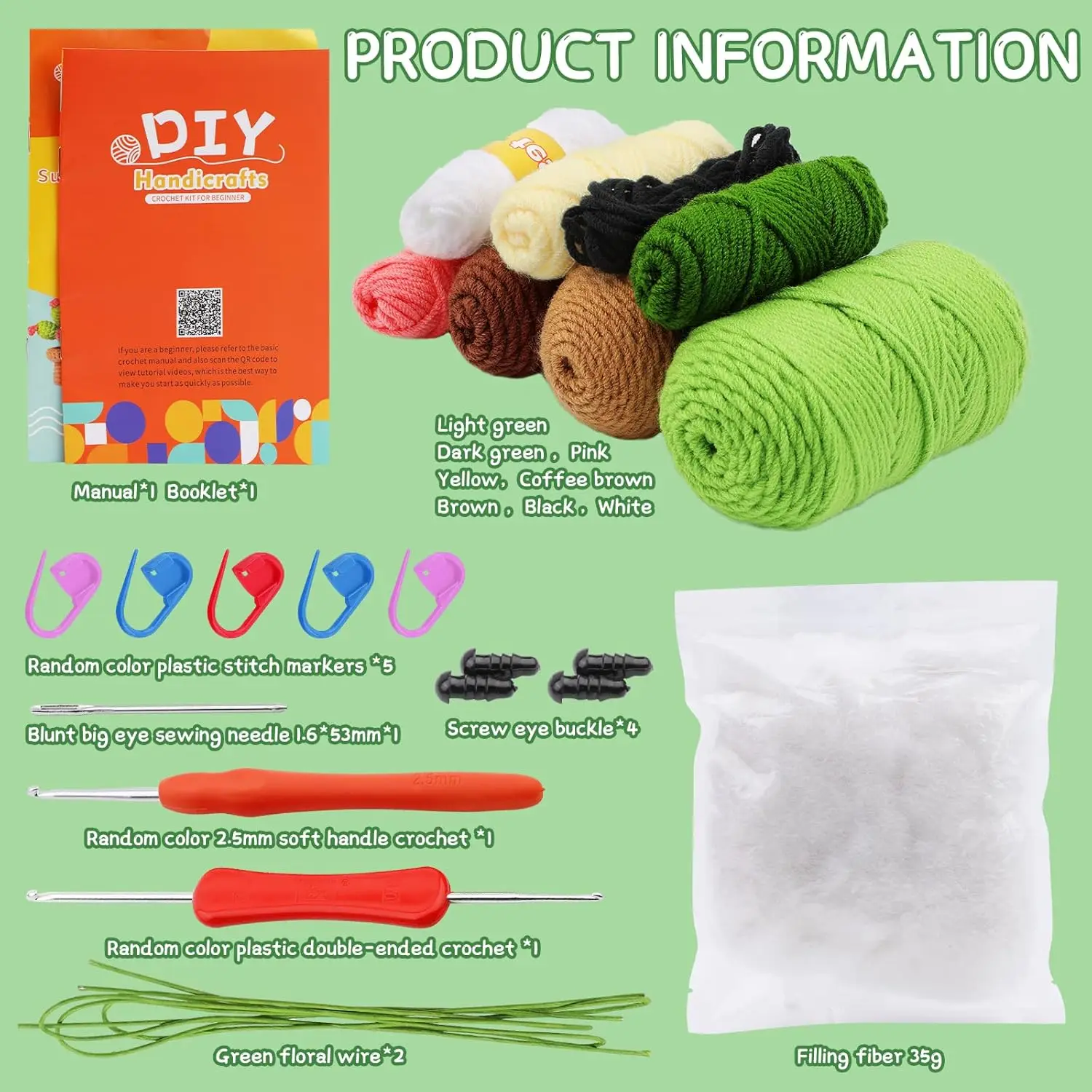 Potted Plants Cactus Crochet Kit with Video Tutorials for Adults Birthday Present