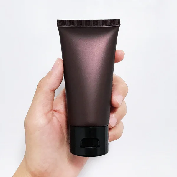 Wholesale 50ml empty brown PE plastic cosmetic squeeze soft lotion tube