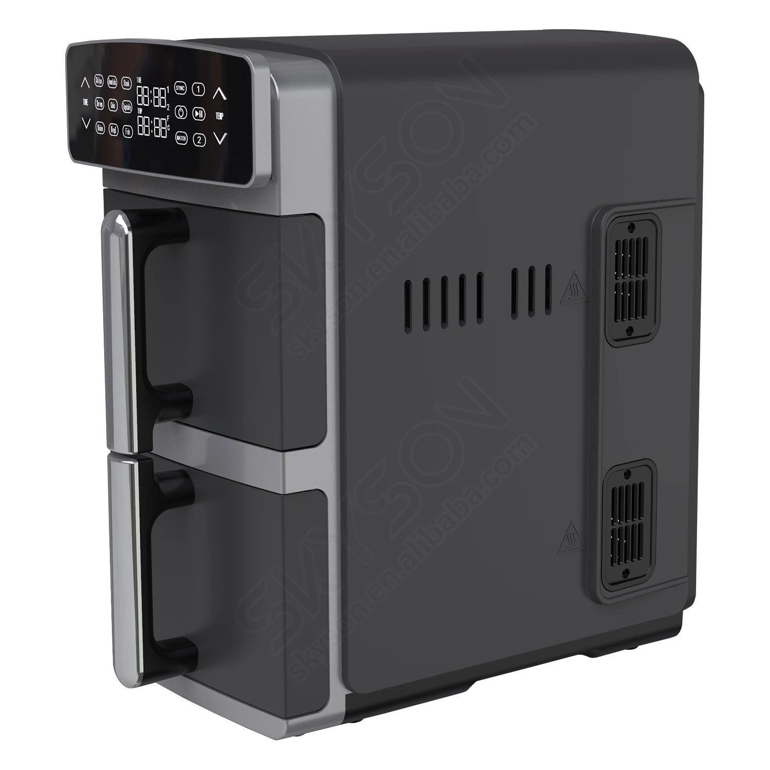 Hot selling New design 5.5L+5.5L vertical double stack dual digital air fryer with window for large family