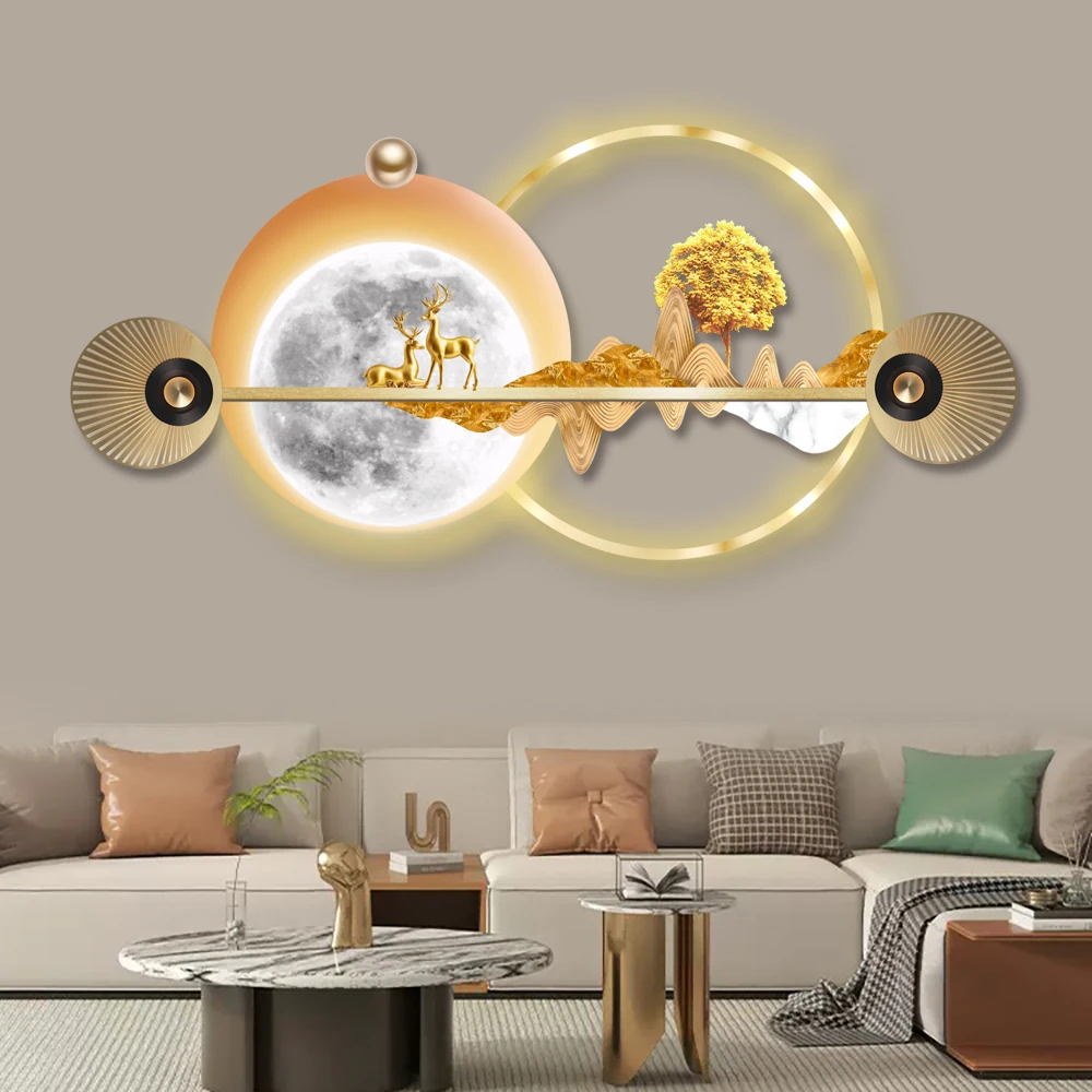 Guanjun New Arrive Wall Art Decor Glass Painting Home Decoration Led 3D Crystal Porcelain Painting