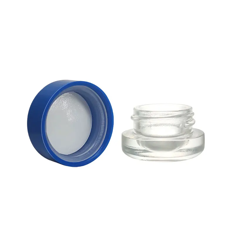 Heavy Base Rounded Concentrate Glass Container 5g 7g 9g Wax Rosin Jars with Airtight Child Resistant Caps
