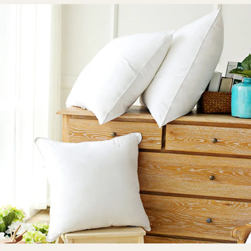 Custom Size Wholesale White Cotton Comfortable Duck Goose Down Feather Square Pillow Core Inner Insert Filling For Home Hotel