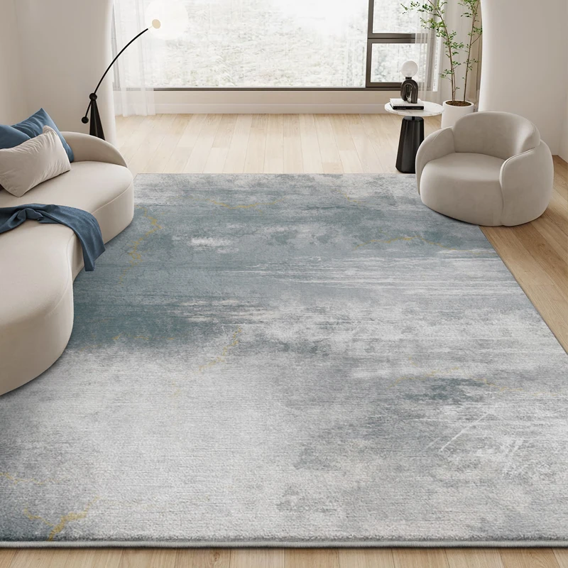 Luxury Super Soft Blue Grey Abstract Non-Slip Faux Wool Modern Living Room Bedroom Large Area Rugs Indoor Floor Carpet