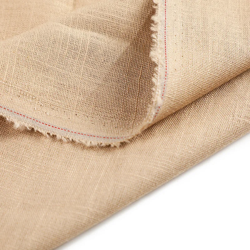 Cotton fabric plain linen 12 bamboo slubs thickened spring and autumn Hanfu wide-leg pants pants fabric