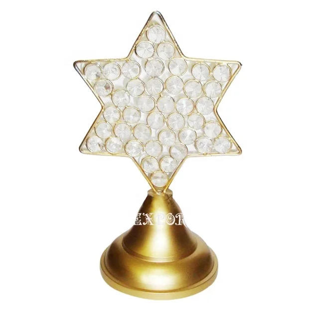 Hot Selling Metal Star Shape Centerpiece Crystal Galvanized Wire Gold Finished For Wedding Table Decoration & Home Decorate Star