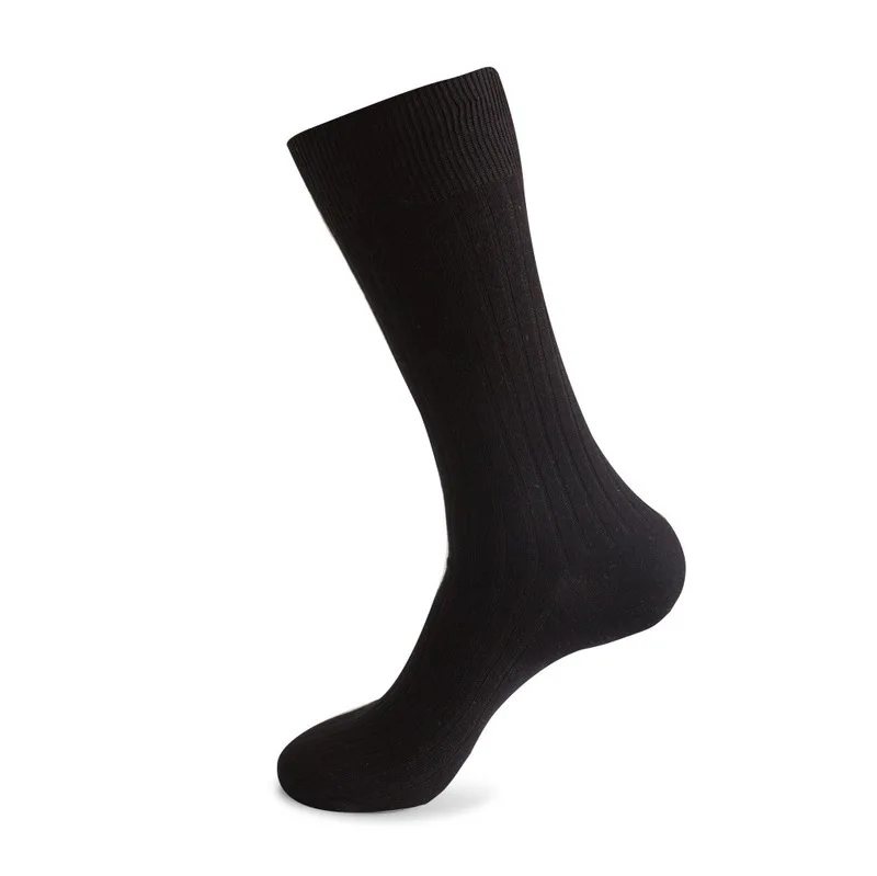 Large Size Custom Double Needles Dress Solid Color Crew Men Socks Combed Cotton Stripe Socks Long Man Sport High Socks