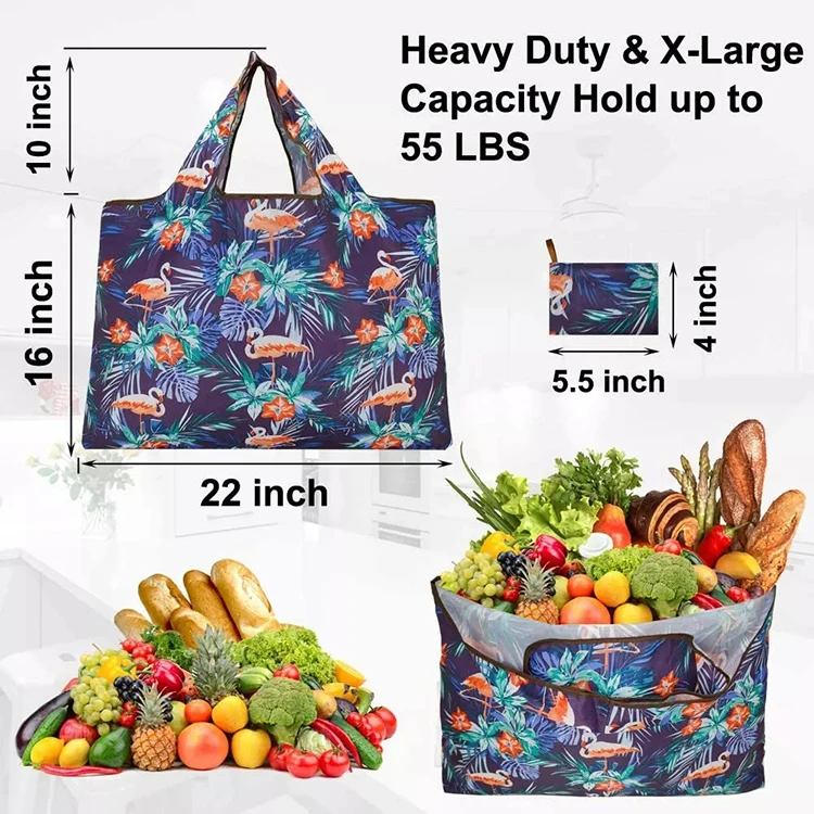 Cheap custom reusable large folding RPET non woven 190T 210tT 210D 420D polyester fold bag foldable shopping bag