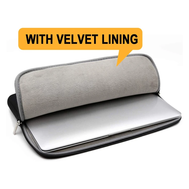 Black 14 Inch Protective Soft Neoprene Custom Laptop Sleeve Carrying Bag