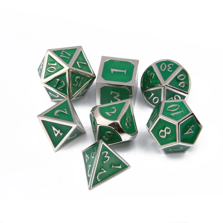 
dungeons and dragons 7pc polyhedral custom dice metal set 