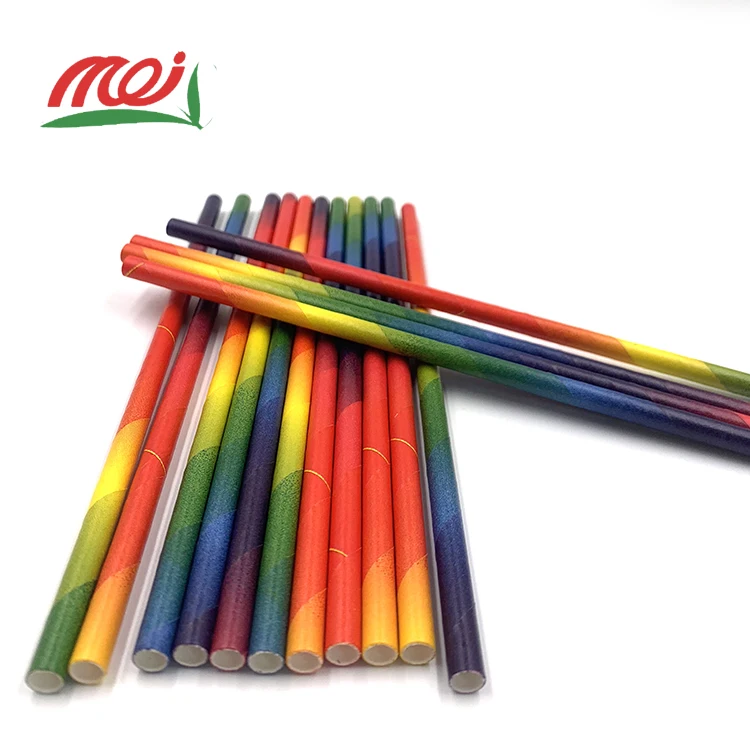 
High Quality Straight Sturdy Brand Colorful Rainbow Bear Paper Straw 