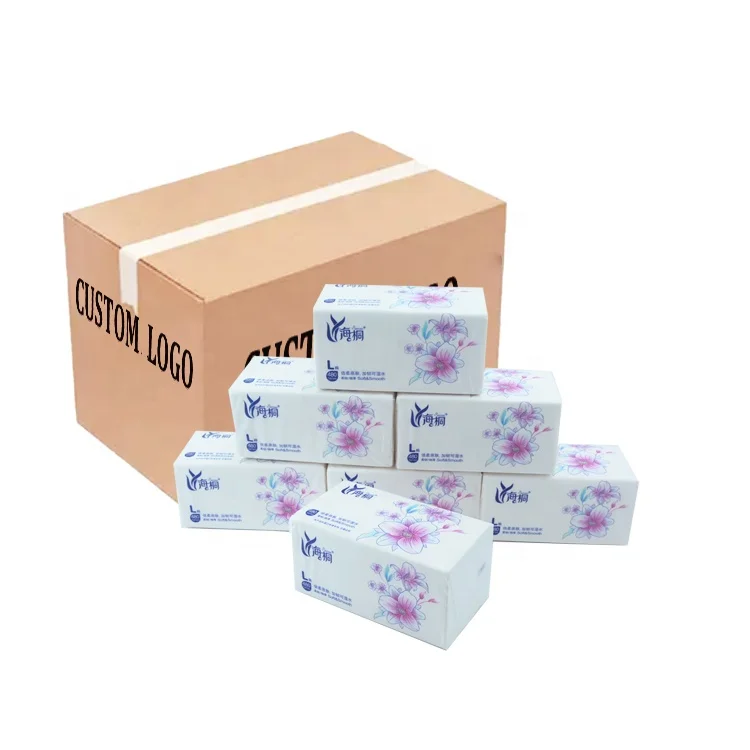 Wholesale Cheap papel higienico 2 ply virgin wood pulp/bamboo pulp plastic bag pop up Facial Tissue paper for home/travel