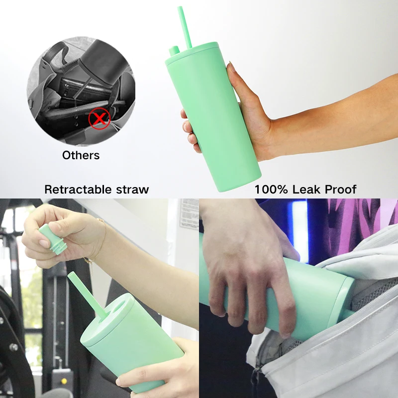 24/28oz Leak Proof Simple Custom Coffee Double Wall Cup Insulated Stainless Steel Wholesale Bulk Tumbler with Lid Straw