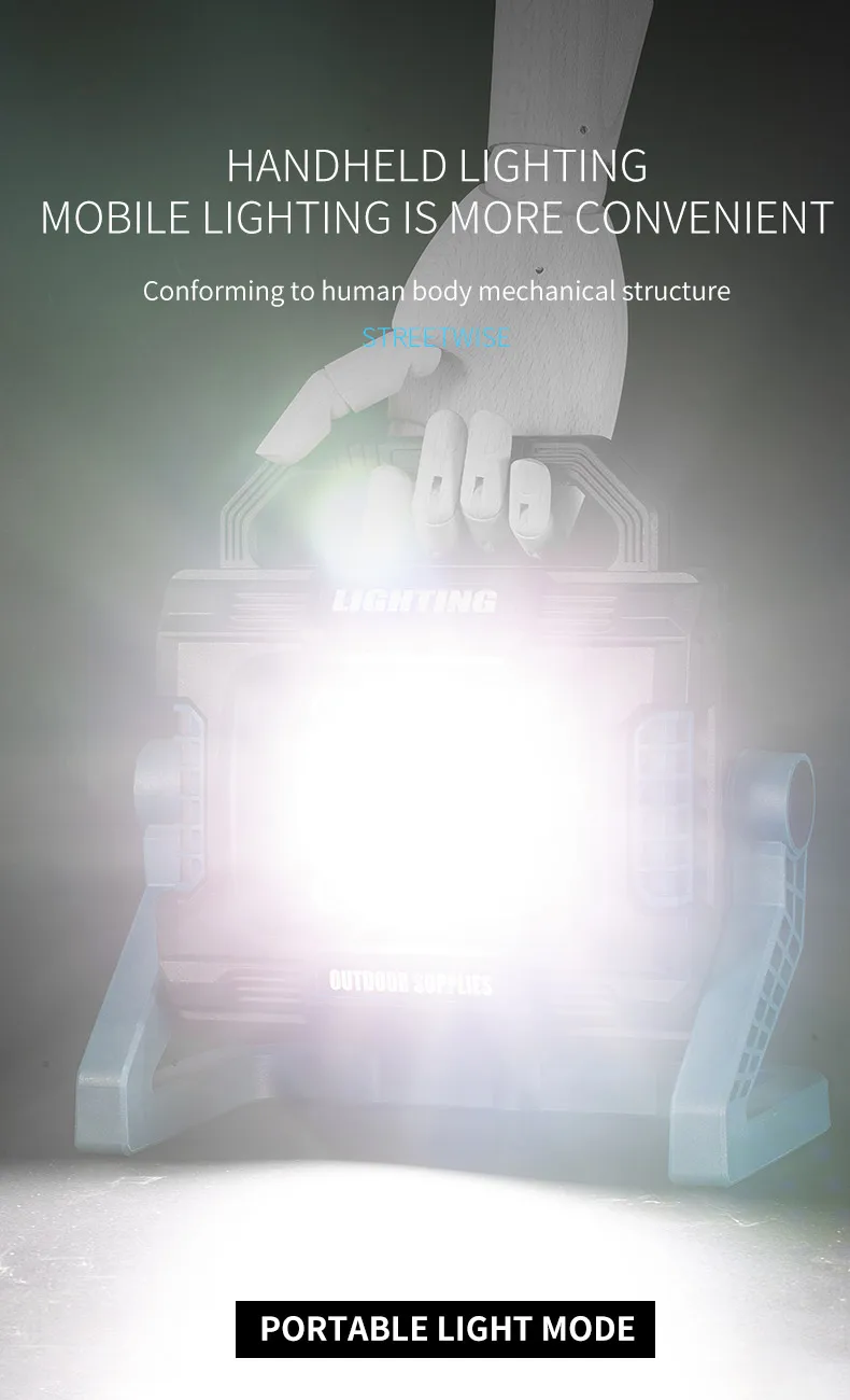 Cob Rechargeable Portable White Yellow Light Camping Tent Lamp Work Light Outdoor