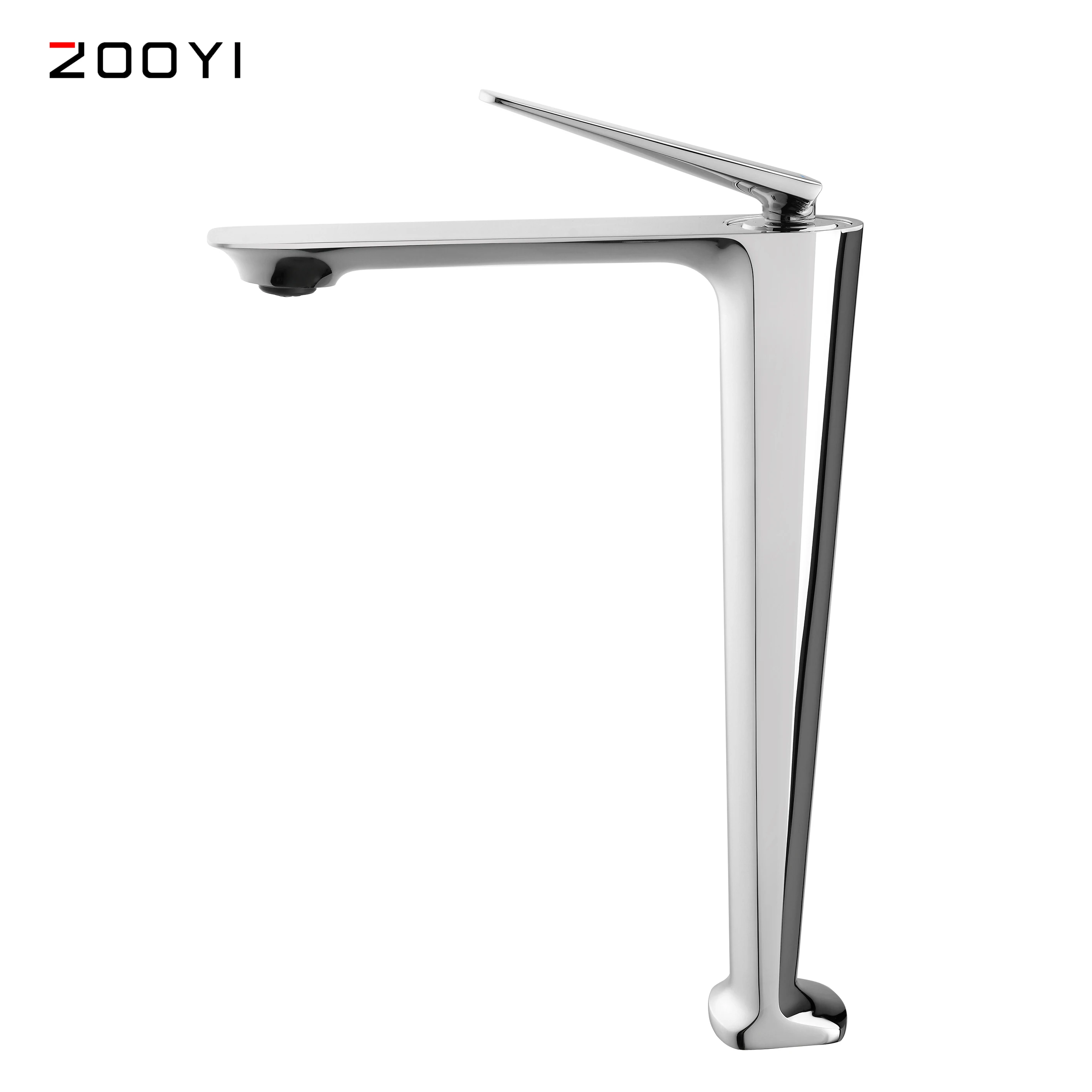
ZOOYI Factory direct Chrome face square hot and cold Brass wash bathroom basin faucet 