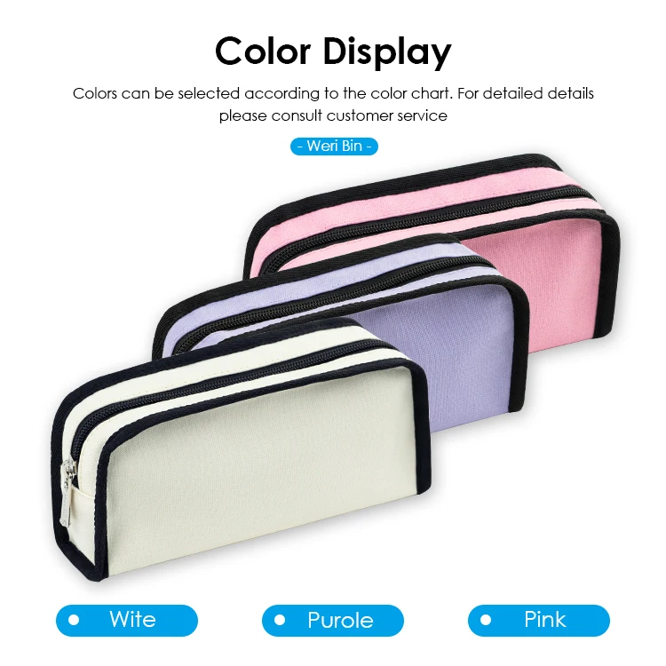 New Simple Color Canvas Multi-functional Storage bag wholesale Custom Student School Supplies Stationery Pencil Case