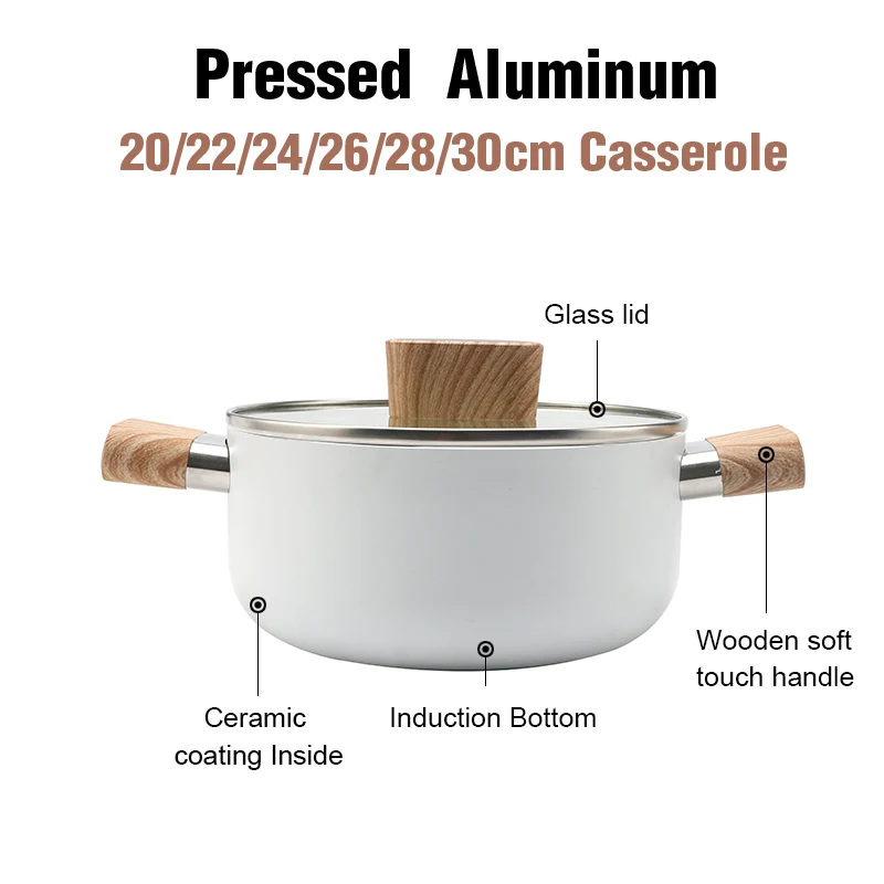 New Design Cheap High Quality Wooden Handle Korean Ceramic White Casserole