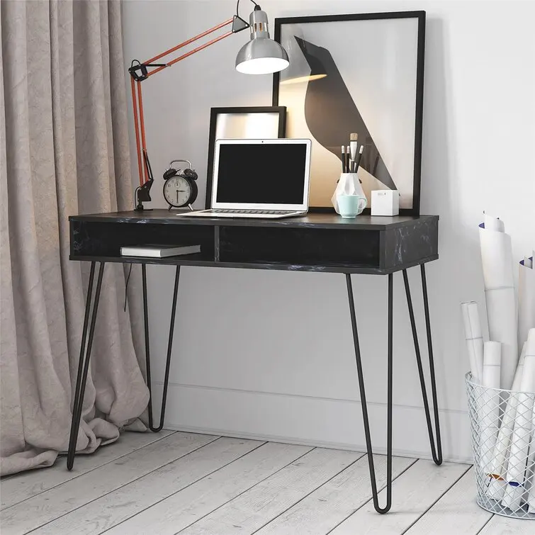 JYD7 Ready to Ship nordic white top and gold adjustable iron small cheap office furniture table chair wooden desk for room