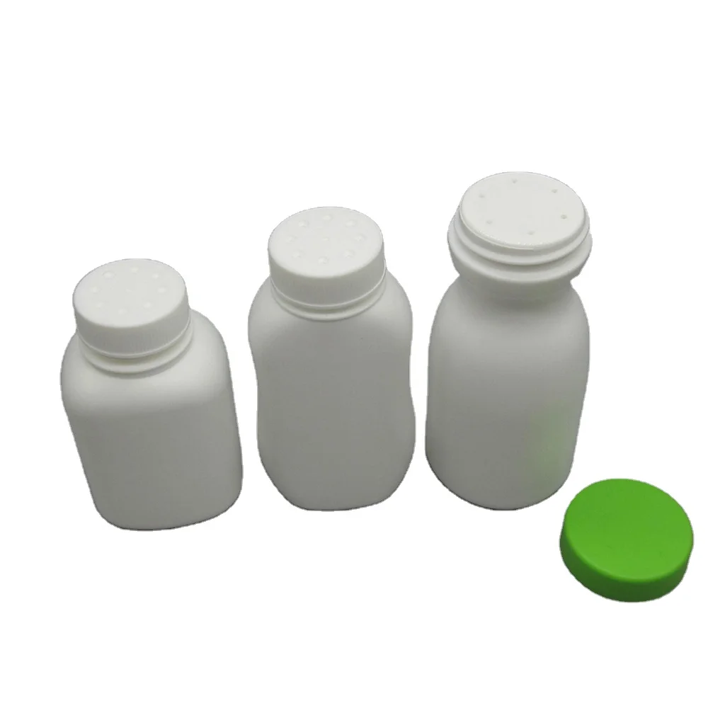 High Quality White Plastic 50g 100g Talcum Powder Container Bottle for Skin Care