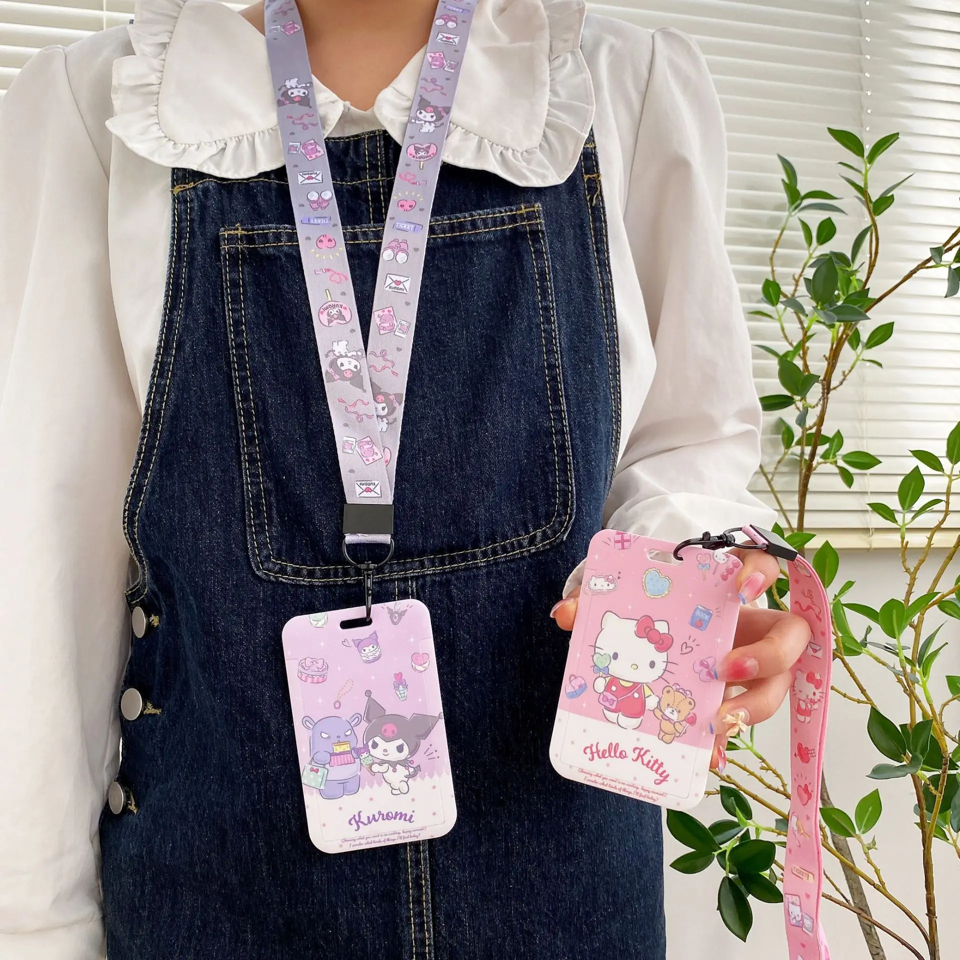 Lovely Cartoon Hello Kitty Pochacco My Melody kuromi Card Holder with Lanyards ID Badge Plastic Card Cover Wholesale Lanyard