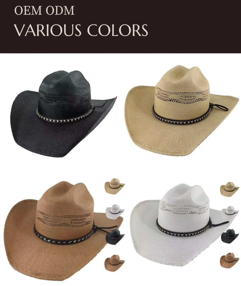 Mexico Wide Brim Bangora adult sombreros high quality summer unisex outdoor oven Cattleman OEM cowboy cowgirl straw hat