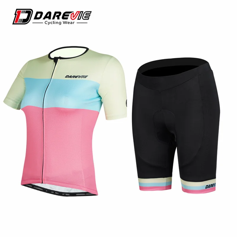 Darevie Ladies Mountain Road MTB Bicycle Suits Maillot Ropa Ciclismo Top Bike Jersey Set Women Cycling Jersey and Shorts