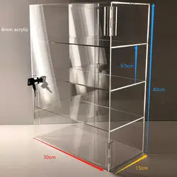 Spring Sign 4 layers durable transparent acrylic display box plexi glass pmma case with lock