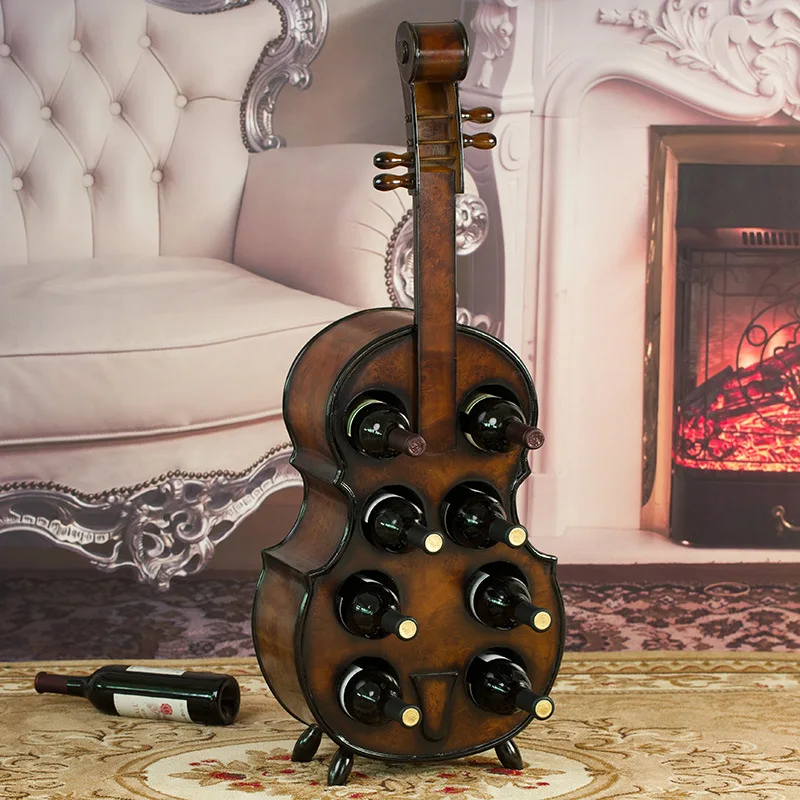 Factory Direct sales wooden wine rack living room household Solid wood violin wine rack