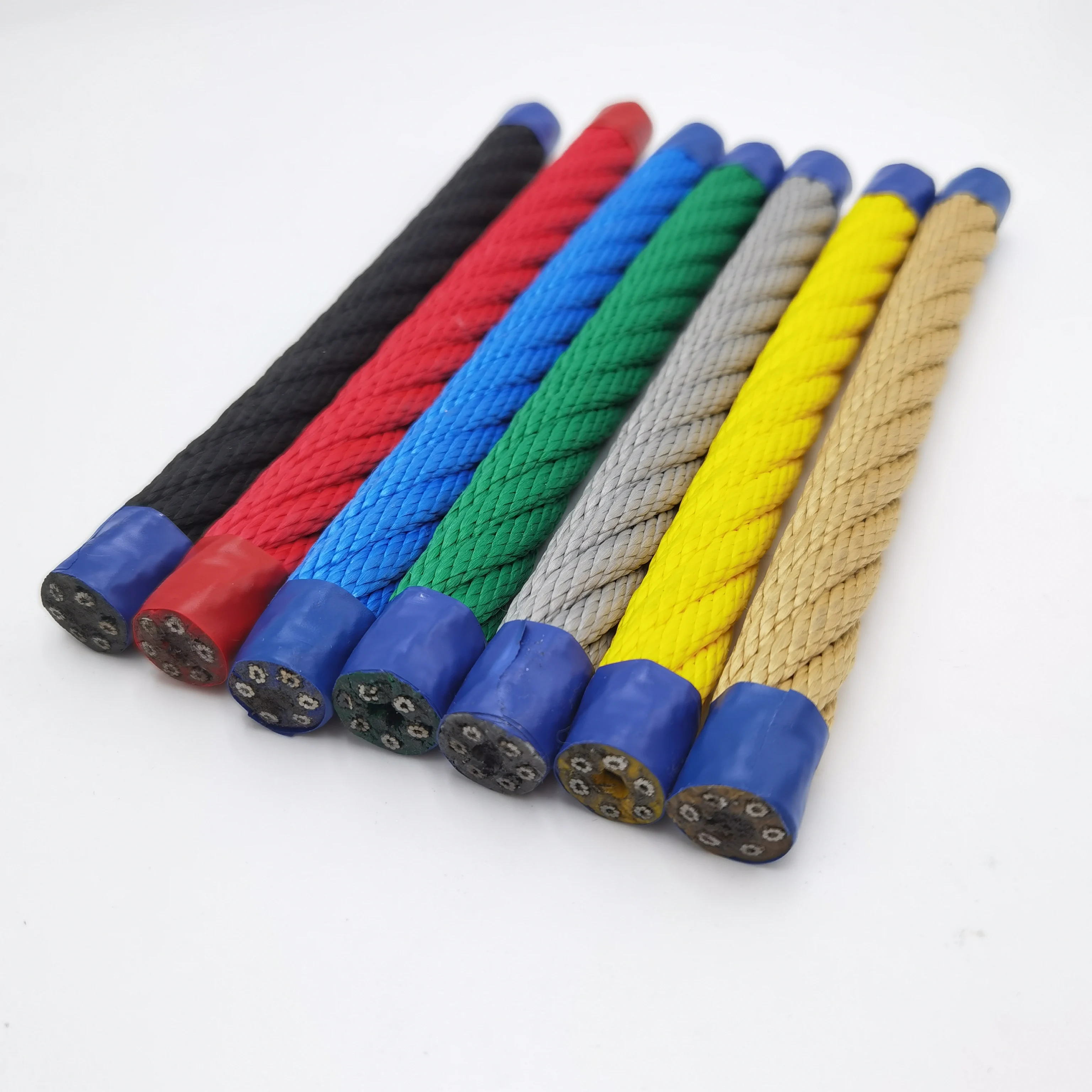 Twisted 6 Strand Composite Ropes Multicolor Climbing Net 16mm 6 Strand High Quality Braided Polyester Combination Rope