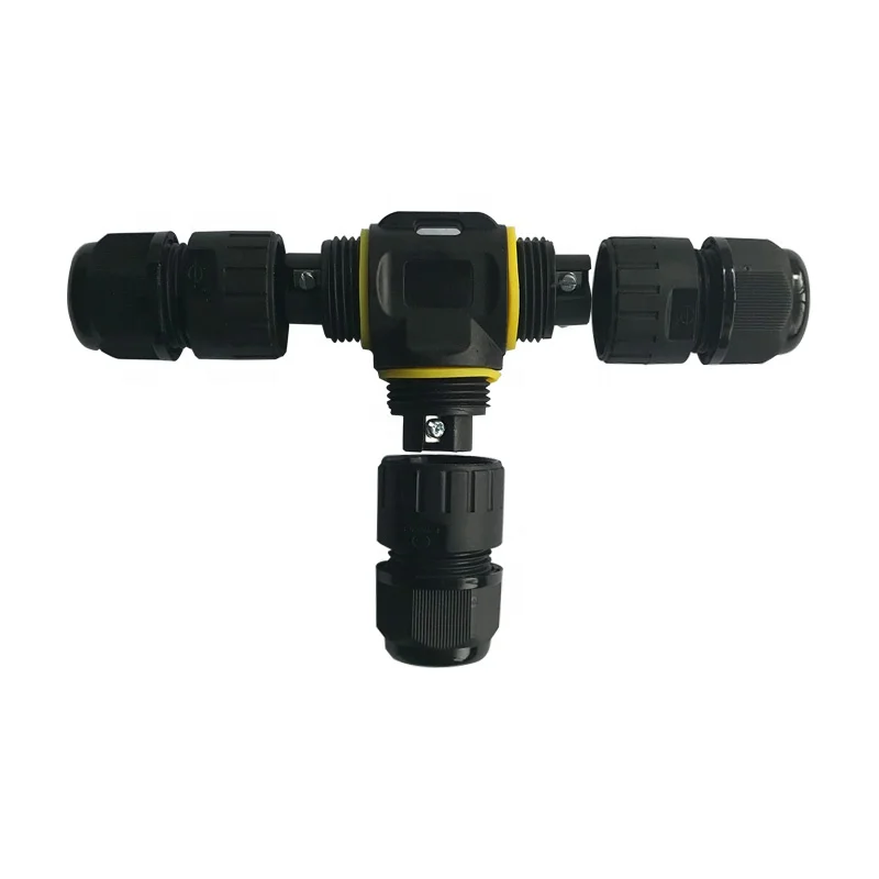3 4 Pin Screw Type Original Manufacturer Strong Sealed Lighting Electrical Waterproof T Shape Connector IP68