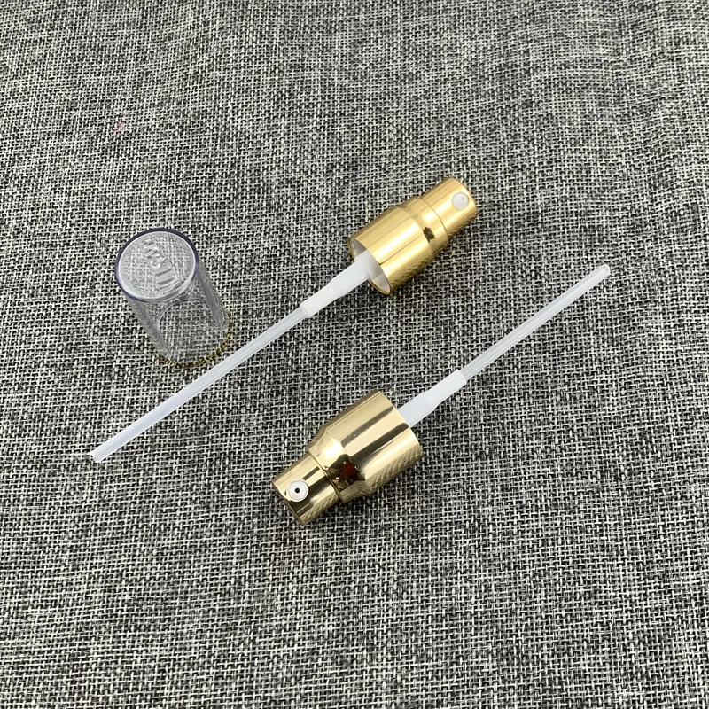 
GP408 factory stock hot sales 18/410 Arc shoulder collar aluminum shiny glossy rose gold serum pump dispenser with AS clear cap 