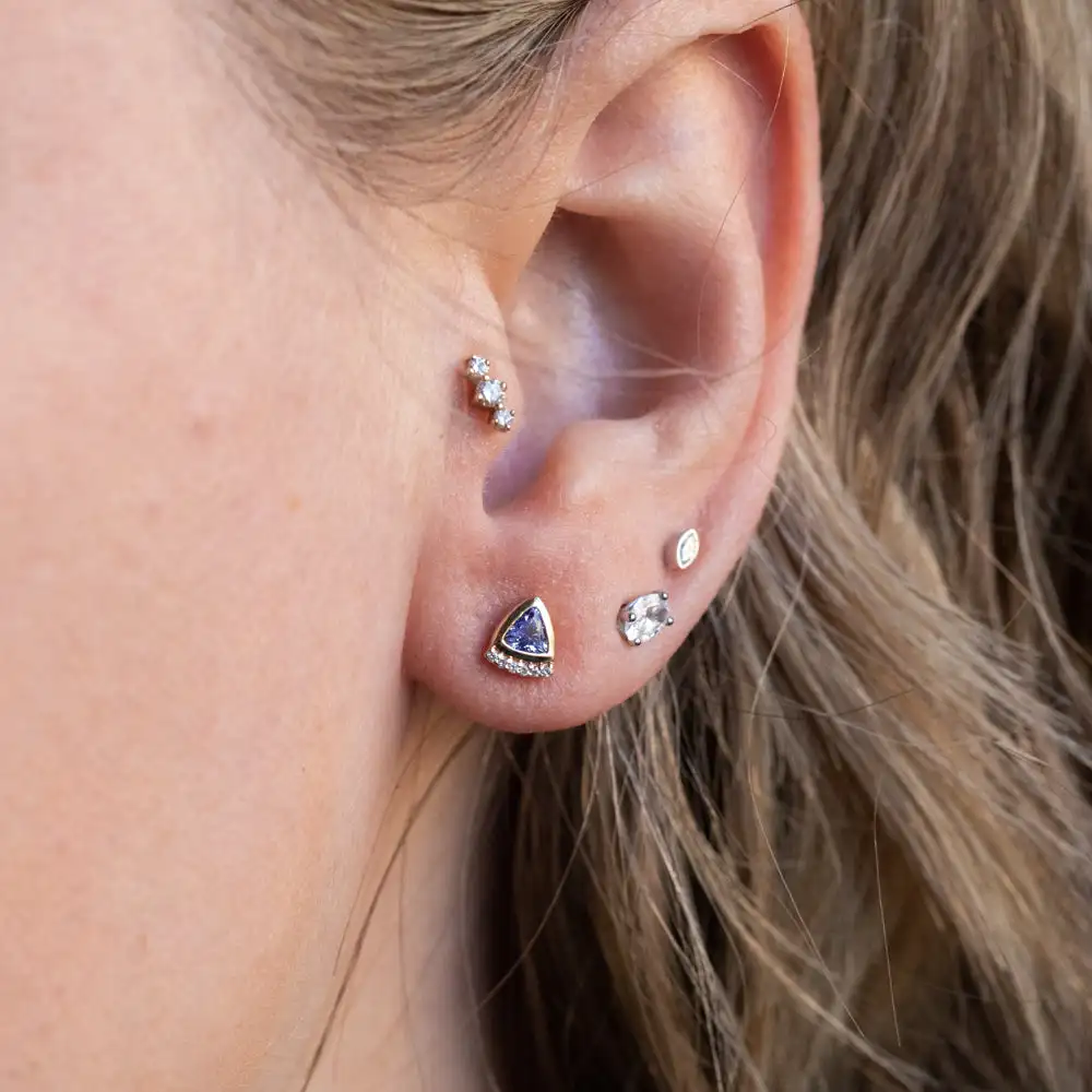 Laodun New Arrival S925 Stud Earring Minimalist Anniversary Luxury Pretty Customized CZ 18K Sterling Silver Earring