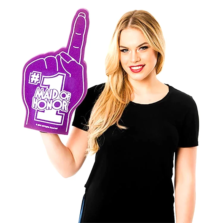 2023 custom Professional Big EVA/Sponge Foam Cheering no minimum Foam hand number one fan finger with Logo printing