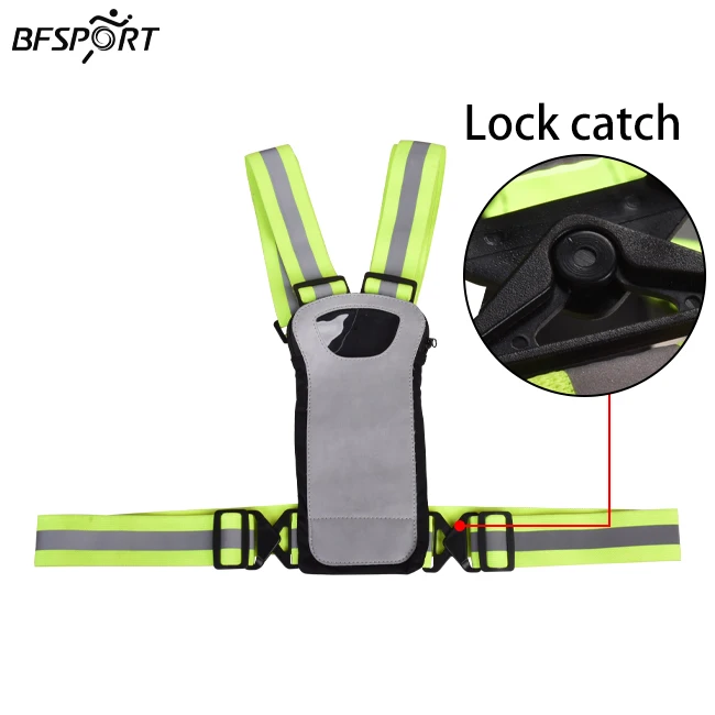 LED Reflective Hi Viz Polyester Running Vest Jacket with Phone Holder for Running Cycling Hiking Outdoor