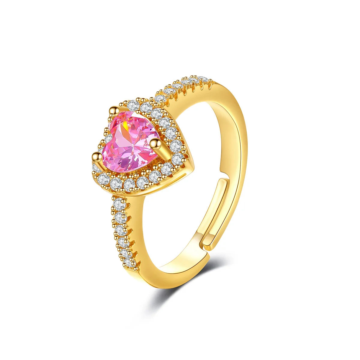 Heart Shaped Ring With Pink Diamond,Opening Design Fashionable Suitable Ring For Wedding Or Daily Wear