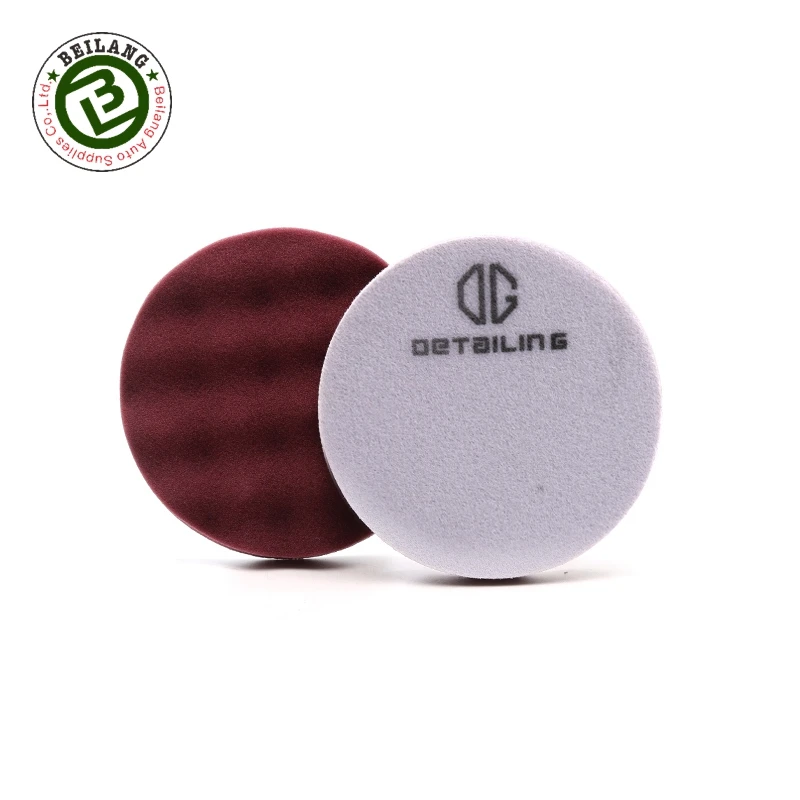 North Wolf Maroon Color 6 Inch Durable Wave Pattern Sponge DA Foam Buffing Pad for Car Body Polishes