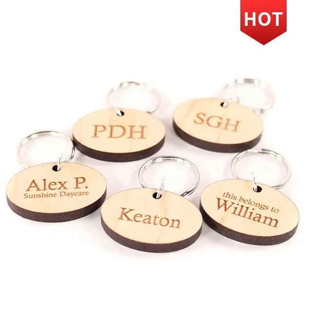 2020 Brand New Initial Designers Cute Key Ring Holder Custom Logo Wooden Letter Keychain