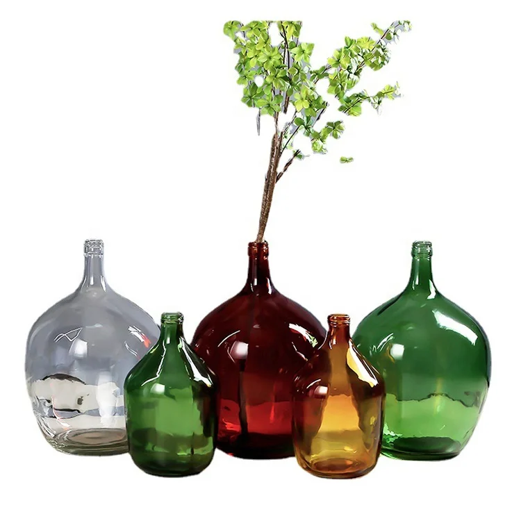 Big Size Oval Glass Jugs Vase for Home Decal Clear Color with Small Mouth