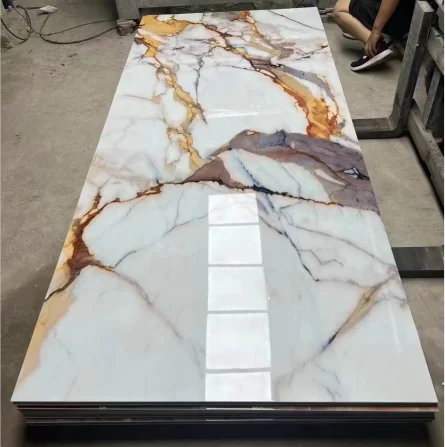 Gilded texture Artificial Marble PVC Building Decor UV Marble Panel for Interior Wall Decoration UV marble sheet SPC wall panel