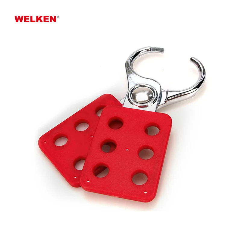 Jaw LOTO hasp with 6 lockout padlock holes
