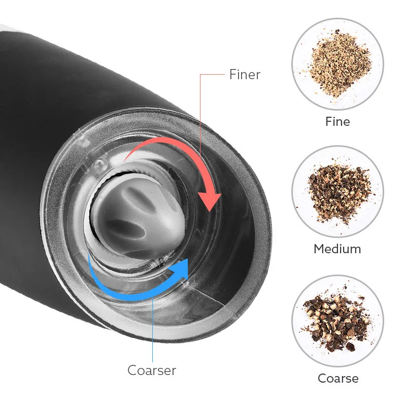 2024 Hot Factory Wholesale Electric Gravity stainless steel Salt Pepper Grinder Set for Spice Jar Black Pepper Mill Grinder